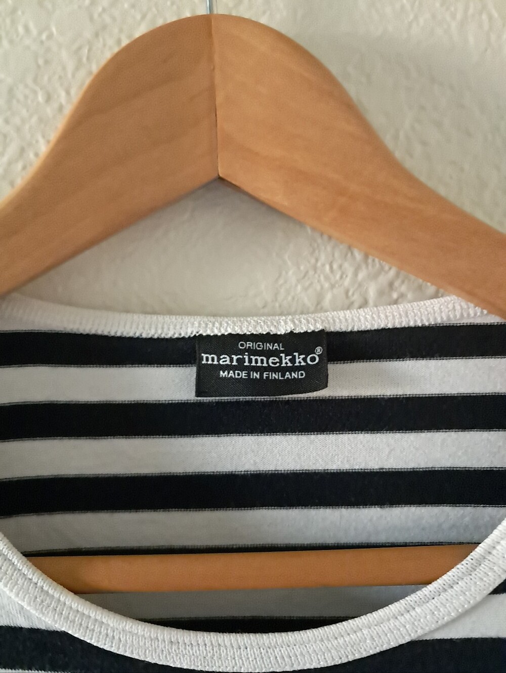 Marimekko Long Sleeve Striped Top Black White 100% Cotton Modern Bold Small - Picture 6 of 7